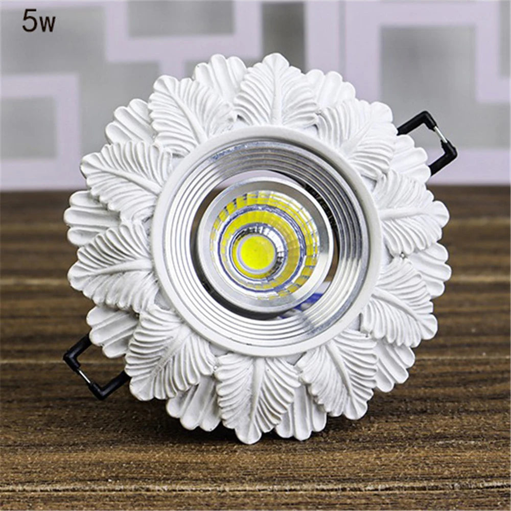 White Feather Resin LED Recessed Downlight - Adjustable Angle Art Ceiling Spotlight Fixture for Living Room, Office & Restaurant Decor