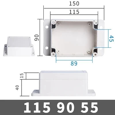 IP67 Waterproof Electronic Project Box with Mounting Ears - Outdoor Plastic Junction Enclosure & Instrument Housing Case