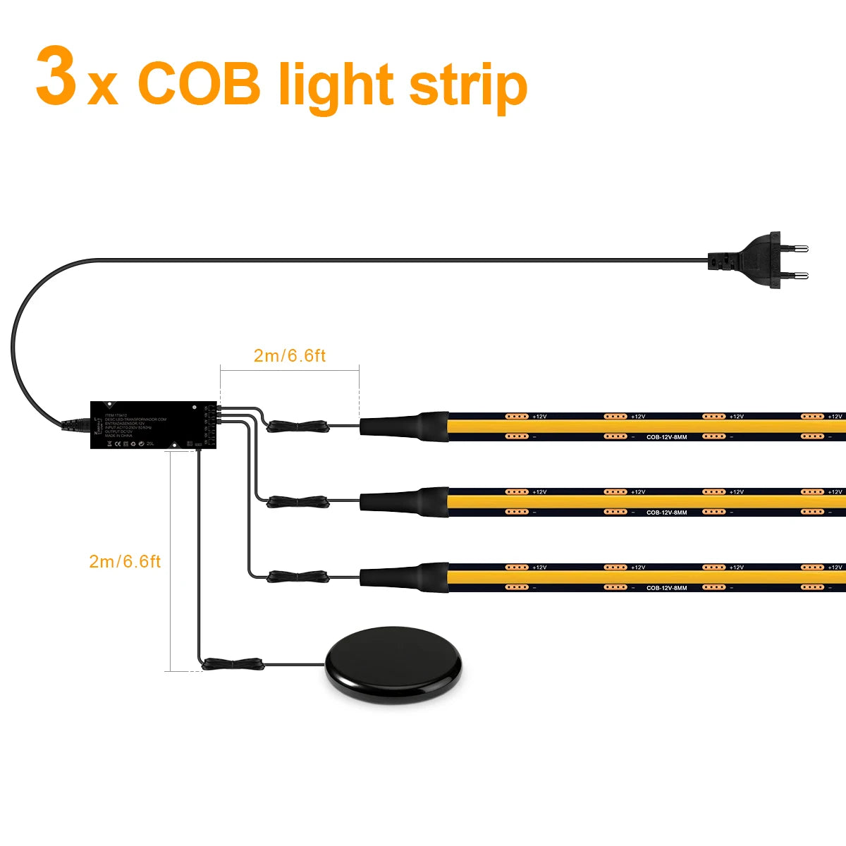 Black PCB COB LED Strip for Wooden Slats - Touch Dimmable Accent Light
