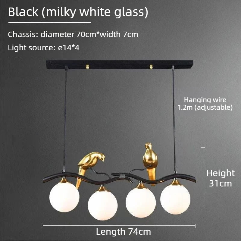 Nordic LED Glass Chandelier Modern Creative Bird Restaurant Dining Table Glass Pendant Light Living Room Bar Counter Decoration
