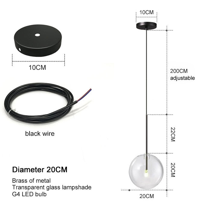 Nordic Modern Chandelier Pendant Lights Fixture Glass Ball Lampshade Bedroom Dining Room Hanging Lamp Restaurant Decor Lustre