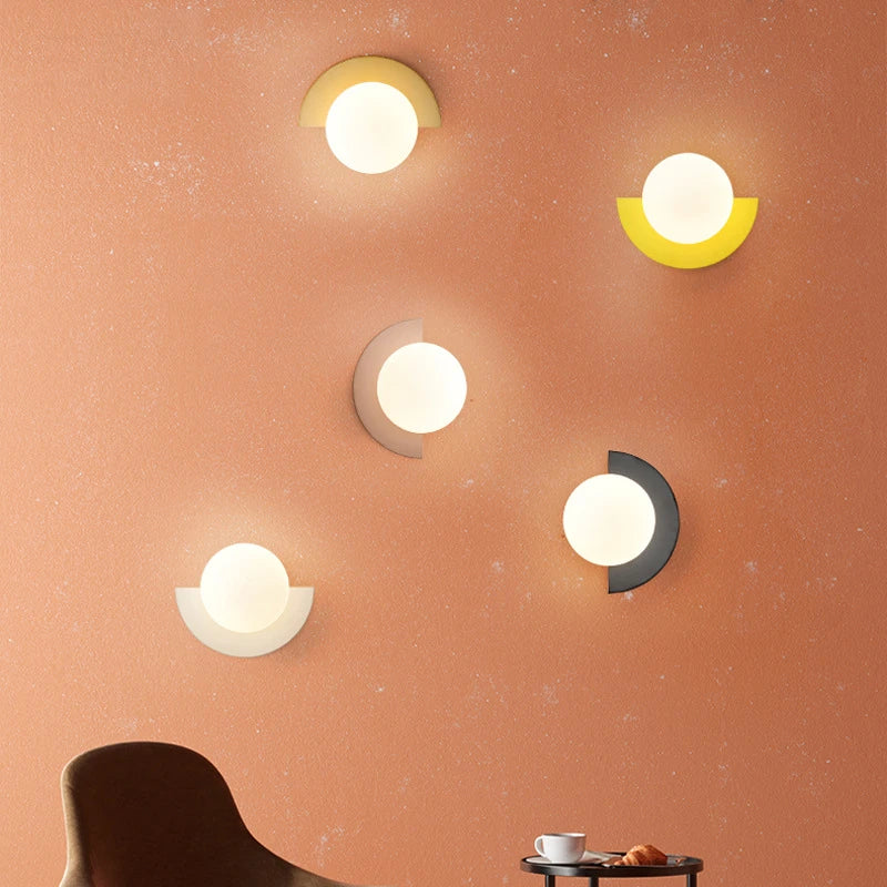 Background Home Decoration Wall Lamps Plastic Ball Lampshade G9 Bulb Round Sconce Light LED Bedroom Corridor Night Sconce Lustre