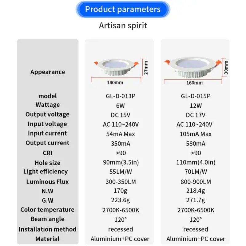 1/2/3PCS Downlights Ceiling Lamp 7W LED Spot Light AC90V-240V Recessed Round RGB Light Timed Dimmable bathroom bedroom