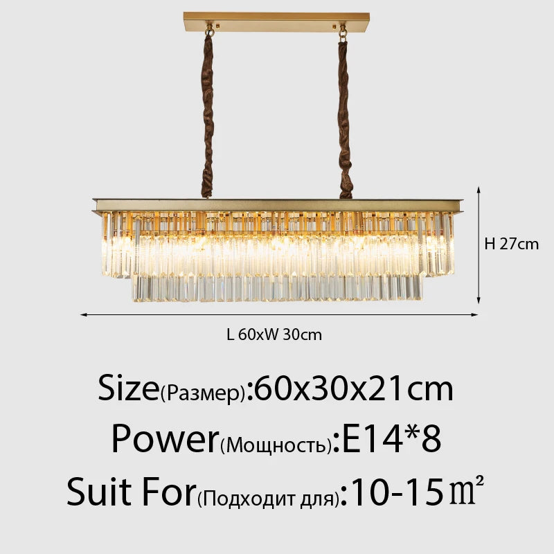 New Modern LED Crystal Chandelier American Living Dining Room Villa Hanging Light Bedroom Ceiling Pendant Lamp Home Decor Lustre