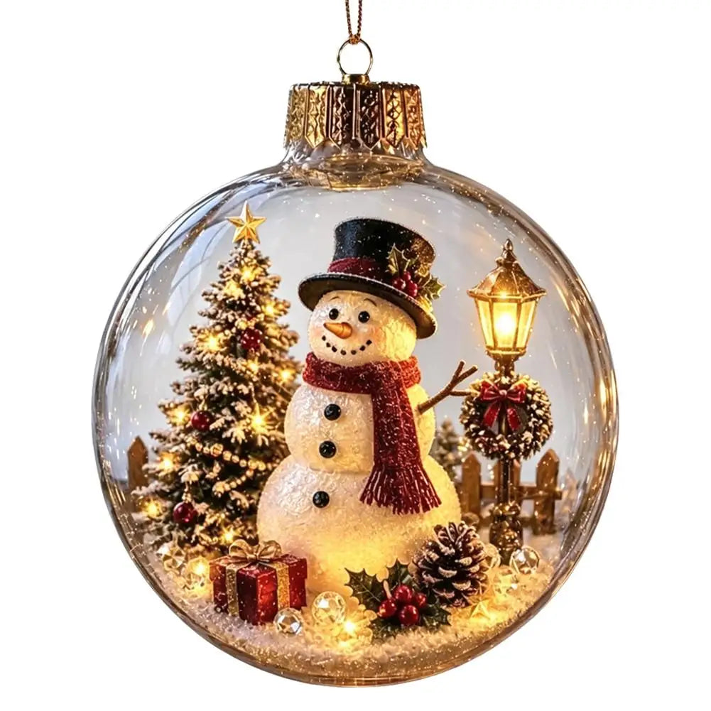 Glowing Christmas Story Ornament - Glowing Christmas Diorama Ornament, Light-Up Mini Scene With Warm LED Light, Light-Up Mini