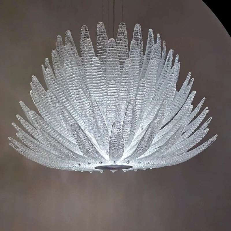 Designer Agave Murano Glass Chandelier Living Room Bedroom New Milan Vintage Gold Flowers Pendant Light with Leaf Vila Lobby