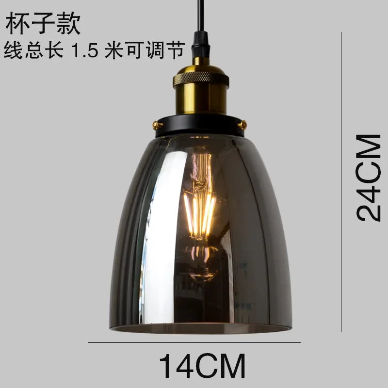 American Retro Industrial Loft Chandelier Bar Counter Restaurant Bar Pendant Lamp Creative Home Simple Glass Hanging Lights