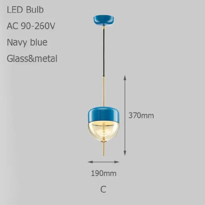 2026 Modern Simple Lake Blue Gradient Glass Pendant Lamp Designer Model Room Bedroom Restaurant Bar LED Chandelier Home Decor Li