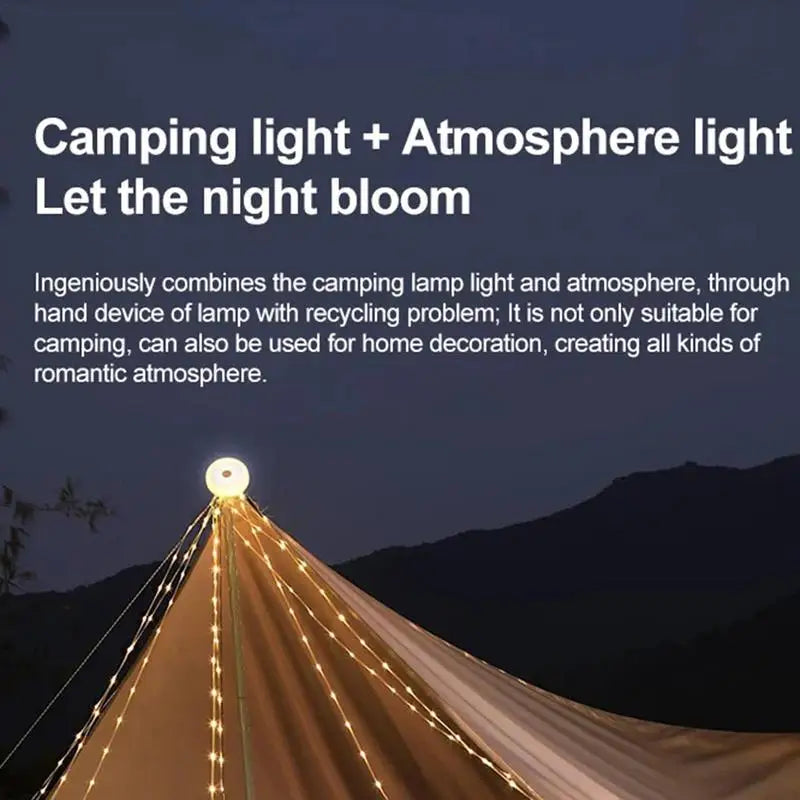 LED Camping Lamp Strip Atmosphere Lamp IP67 Waterproof Recyclable Light Belt Outdoor Garden Decoration Lamp For Tent Room Decor