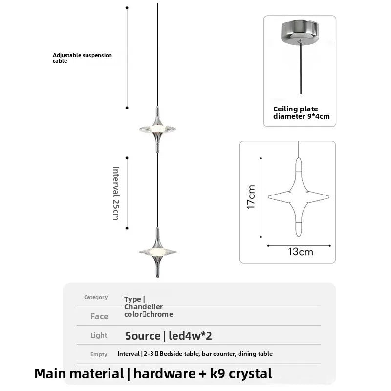 Crystal UFO Chandelier Pendant Lamp Bedside Pendant Light Entryway Hallway Background Wall Ambient Light Entrance Decoration