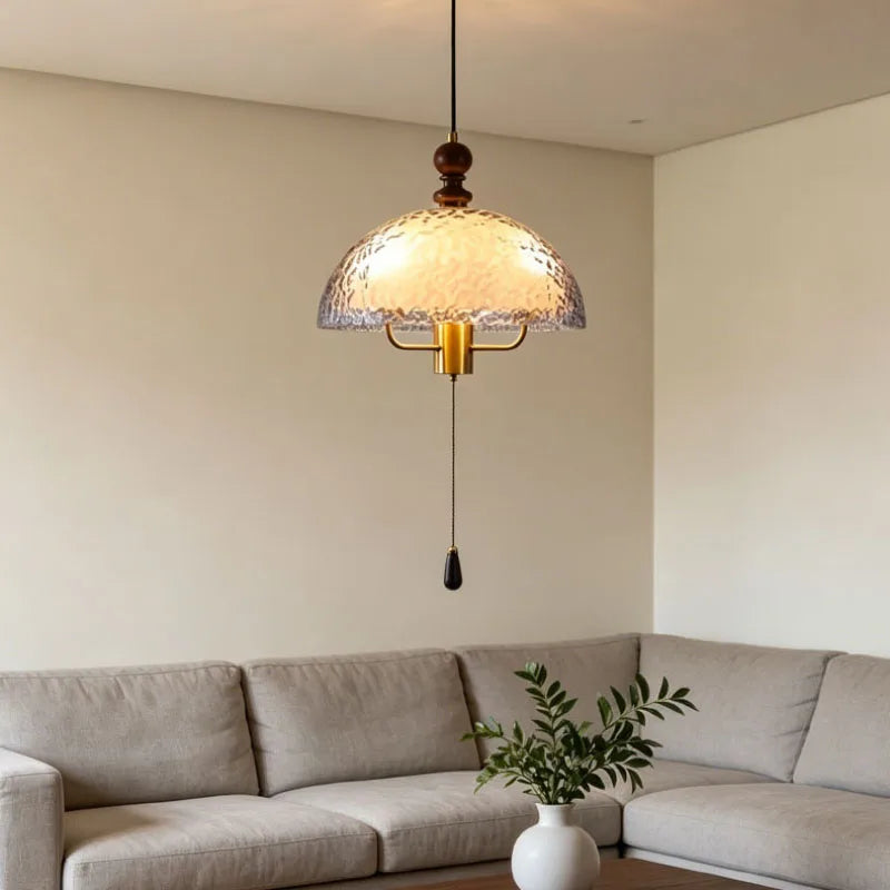 Acrylic Lampshade Pendant Lights Three E27 Bulb With Brown Wood For Bedroom Dining Room Kitchen Shop Lighting Fixtures