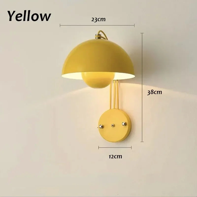 E27 Nordic Wall Lamp LED Torch Bedside Lamps Indoor Lighting Fixture Mushroom Sconces Creative Macaron Switch for Living Room