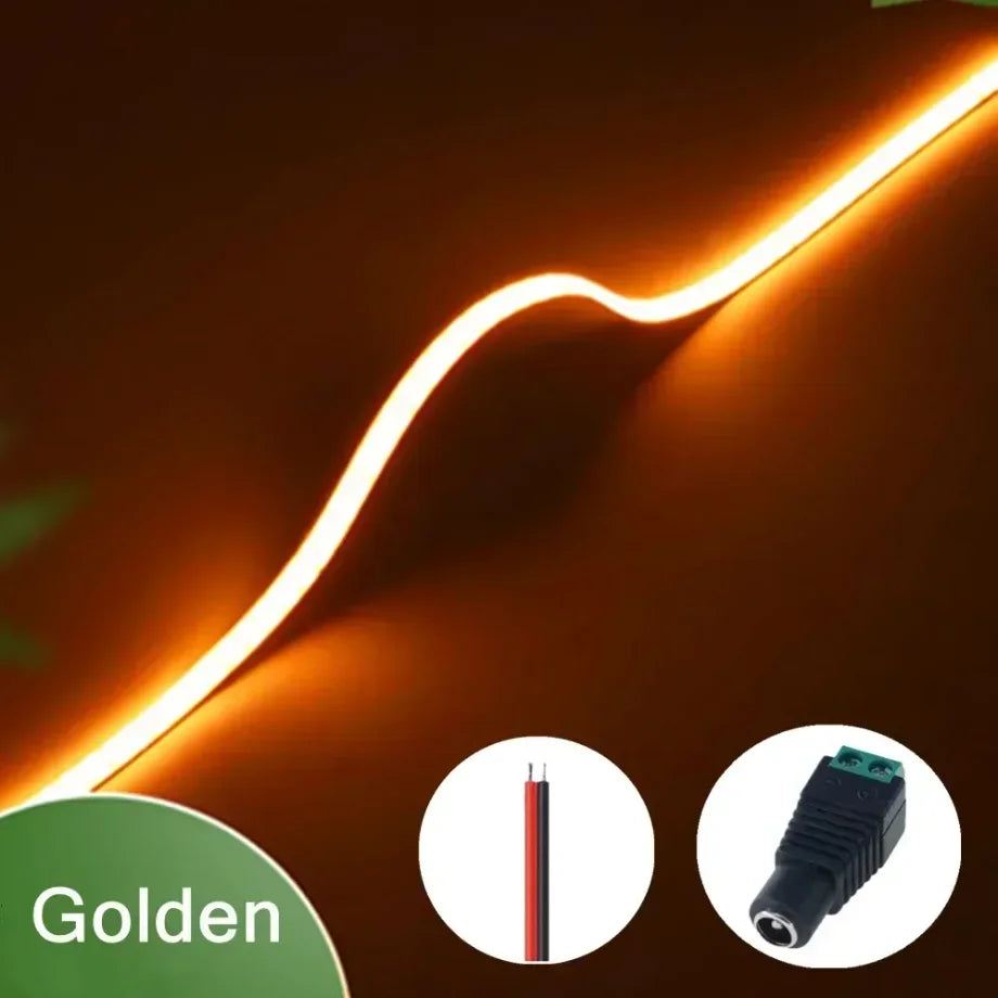 3mm Ultrafine COB LED Strip Light (5m, 400 LEDs/m) - 12V/24V Dimmable Flexible High-Density Tape for TV & Room Accent