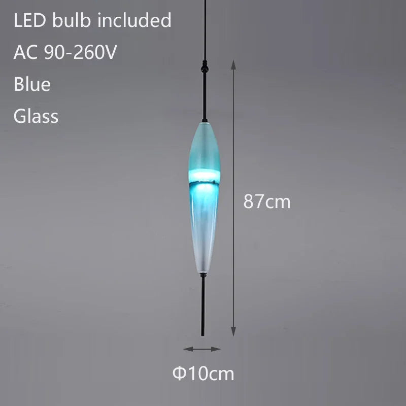 2026 Modern Simple Lake Blue Gradient Glass Pendant Lamp Designer Model Room Bedroom Restaurant Bar LED Chandelier Home Decor Li