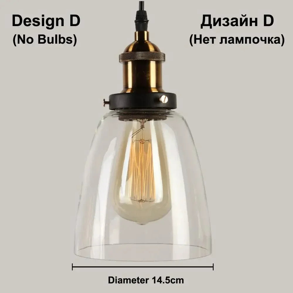 Clear Gray Amber Colour Vintage Pendant Lights Dining Glass Hanging Lamp Russia Loft Luminaire Modern Bedroom Light Fixture