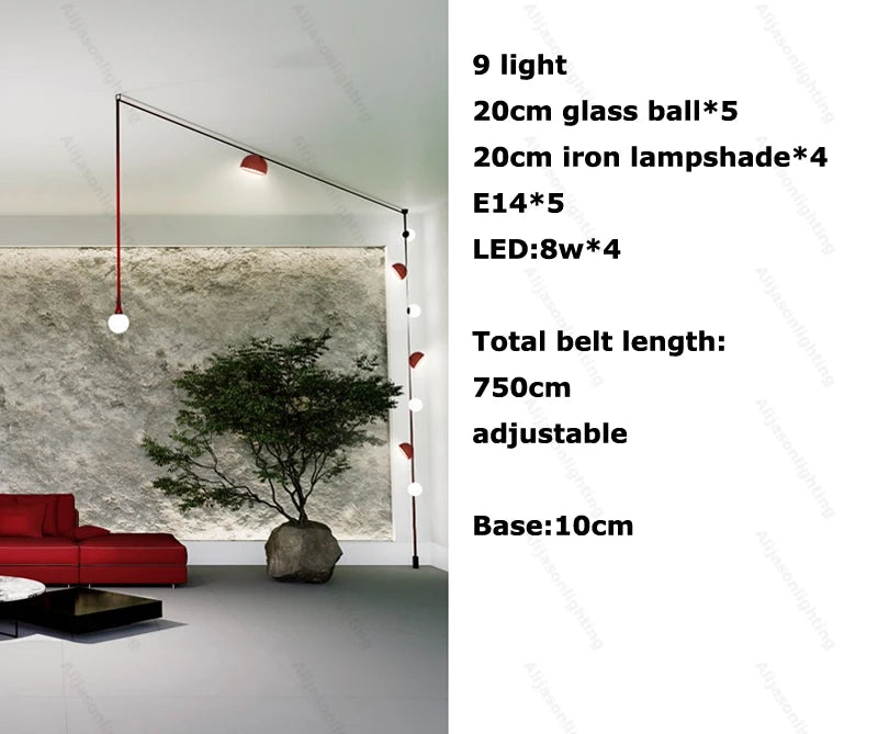DIY Textile Leather Belt LED Pendant Light - 2026 Early Spring Glass Chandelier