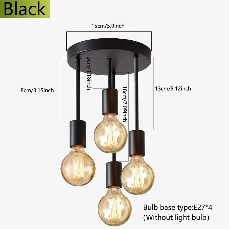 E27 Bulb Modern LED Ceiling Light Black - Energy Saving, Living Room, Bedroom, Kitchen, Easy Installation, Bulb