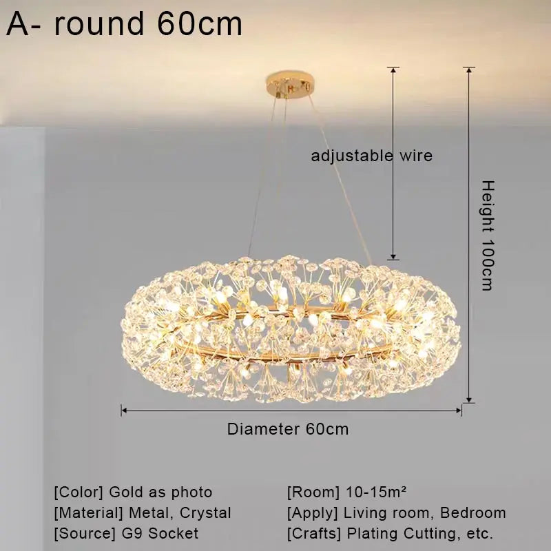 Nordic Crystal Led Ceiling Pendant Lamp Modern Clear Crystal G9 LED Lamp for Dining Room Bedroom House Decor Suspension Lamp