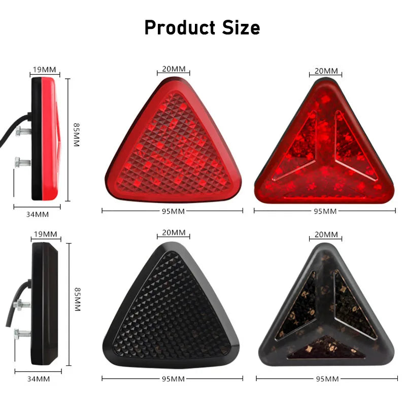 1PCS F1 Style Universal Led Brake Stop Light Triangle LED Rear Tail Light Reverse Safety Strobe Lamp for Car Auto Motorcycle 12V