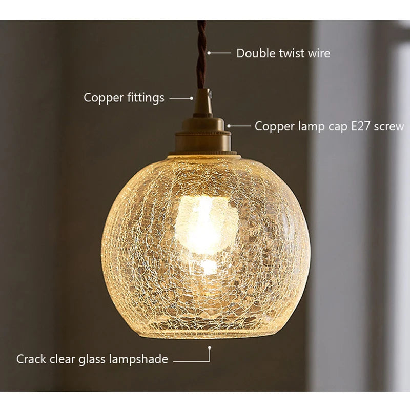 Glass Pendant Light Nordic Dining Room Retro Chandeliers Creative Minimal E27 Transparent Lampshade For Restaurant Lamp Luster