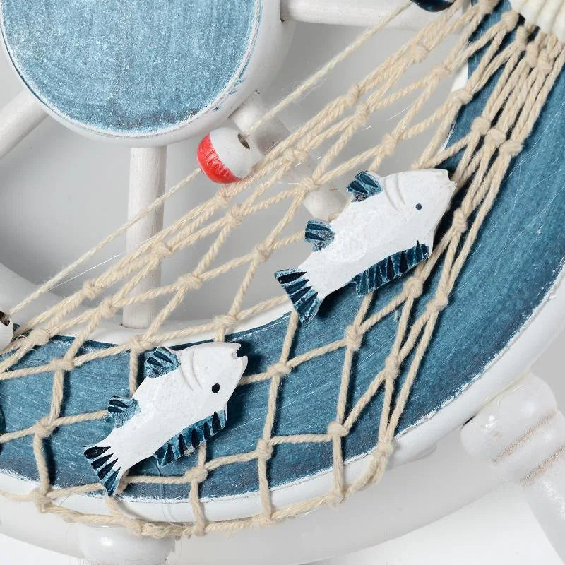 Mediterranean Style Wall Lamp Rudder Boy Children Room Anchor Decoration Bedside Light 27W LED Acrylic Wood Cartoon Sconce Light