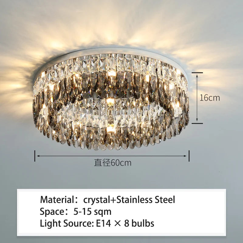 Modern LED Crystal Ceiling Light - Luxury Lustre for Living Room & Kitchen