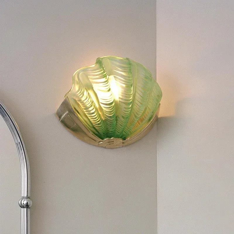 Shell Creative Glass Decoration French Retro Wall Light Luxury Living Room Bedroom Entrances Corridor Mirror Led Light