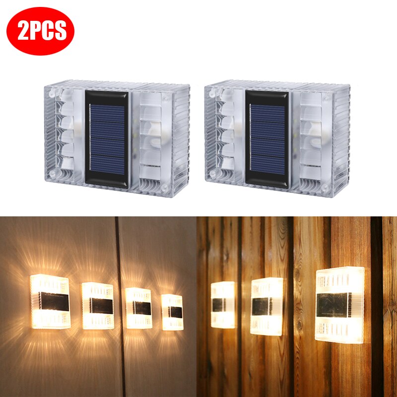 Outdoor IP65 Waterproof Solar Powerd Transparent LED ABS Wall Light Home Courtyard Garden Corridor Decorative Lights