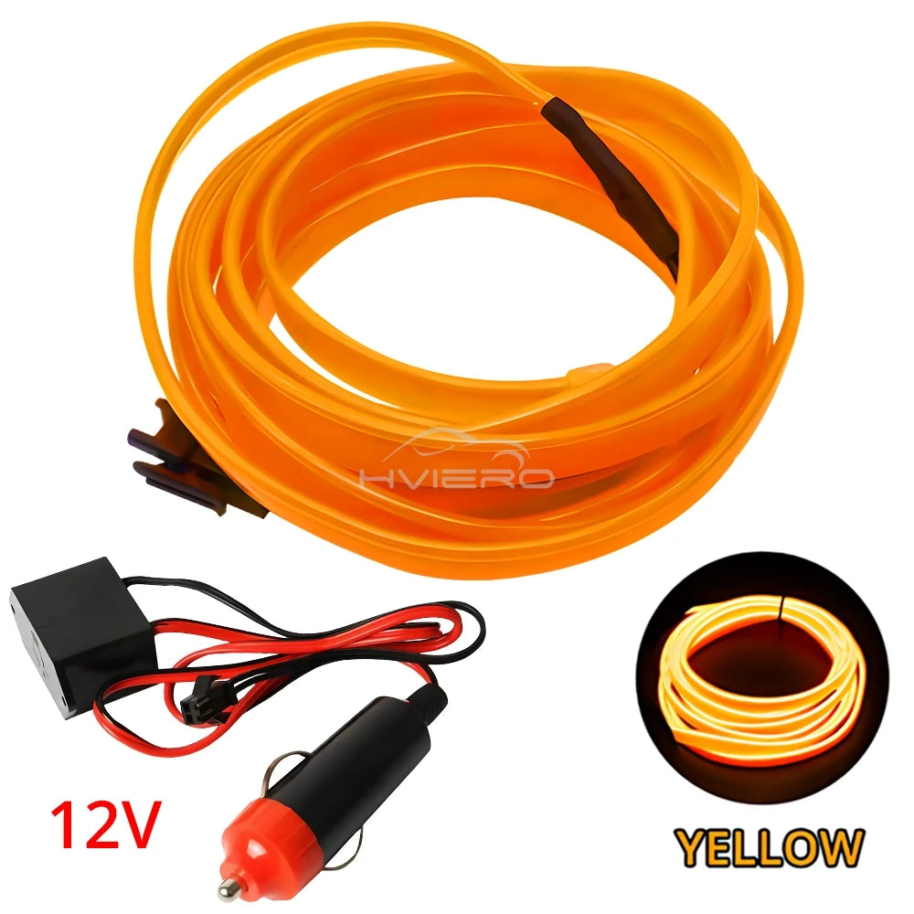 1M/2M/3M/5M Colour Car Interior Lighting LED Strip Auto Decoration Wire Rope Tube Line Flexible Neon Lights USB Drive Atmosphere