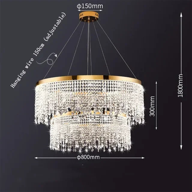 2025 Modern Circular Luxury Crystal Pendant Light Classical Round Chandelier Lighting For Dining Room Living Room Hotel