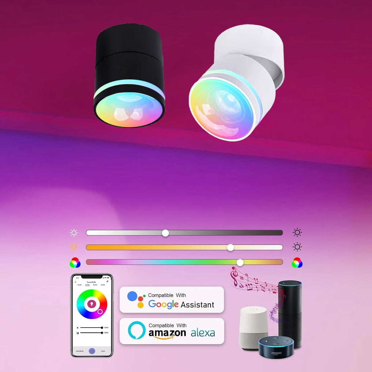 Zigbee/WiFi Tuya Smart Ceiling Light RGB Dimmable Spotlights Adjustable Angle COB Downlight Voice Contro Work with Alexa Google