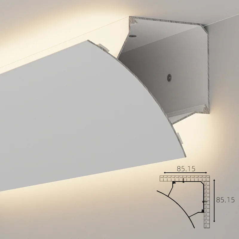 0.5/1M Ceiling Led Aluminum Profile Surface Mount Wall Top Corner Decor Double Eyelid Gypsum Lamp Suspended Glowing Linear Light