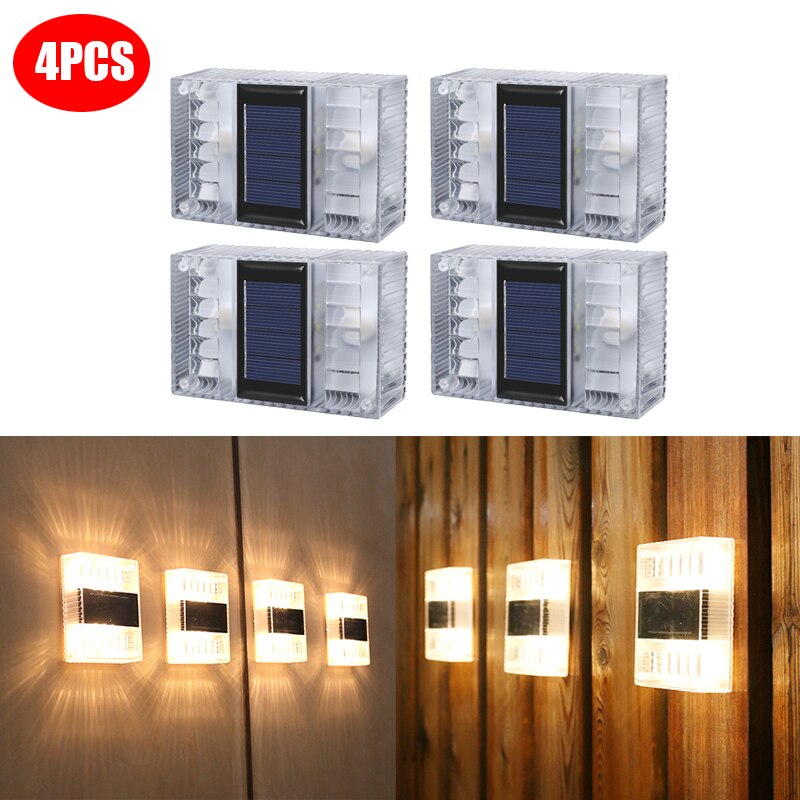 Outdoor IP65 Waterproof Solar Powerd Transparent LED ABS Wall Light Home Courtyard Garden Corridor Decorative Lights