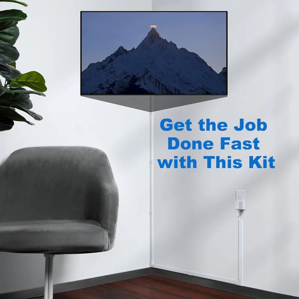 94.5in Cord Cover Wall Kit (6x 15.7in) - Self-Adhesive Black Wire Hider Raceway
