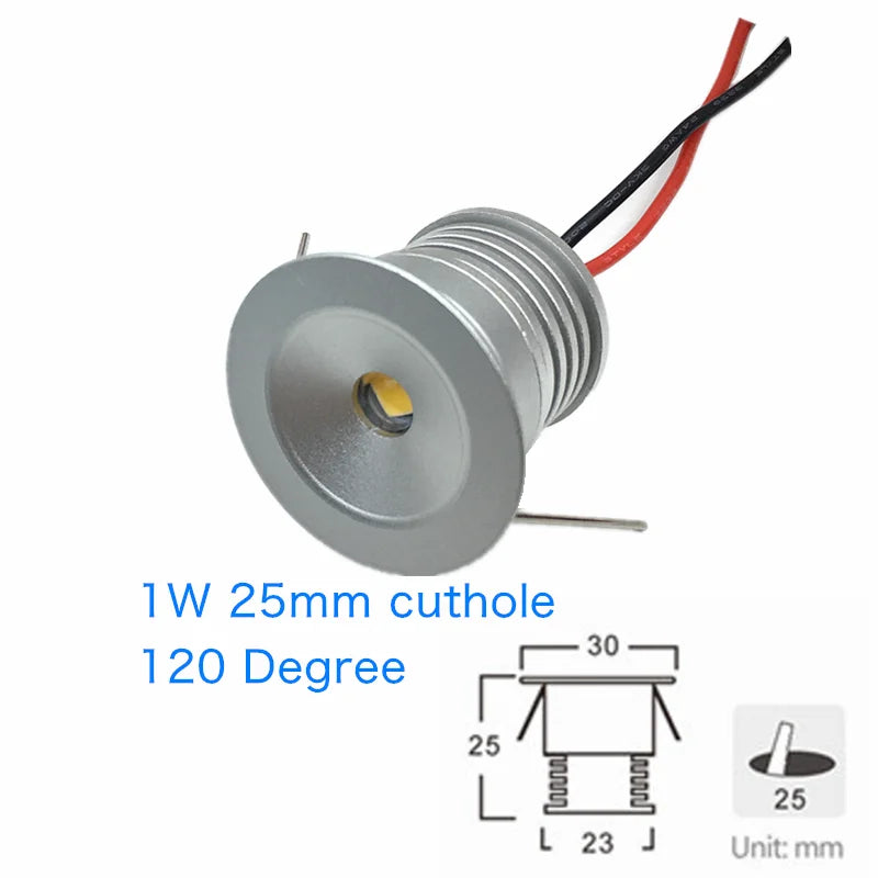 Indoor LED Mini Downlight 3W 1W Dimmable Recessed Down Light DC12V Aluminium Ceiling spot Lamp Under Bedroom Cabinet Spotlight