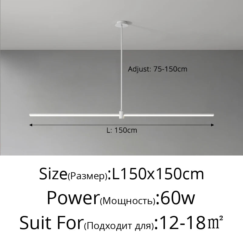Modern Simplicity Long Linear LED Pendant Lights Strip Hanging Indoor Lamps for Office Table Kitchen Home Decoration Chandelier