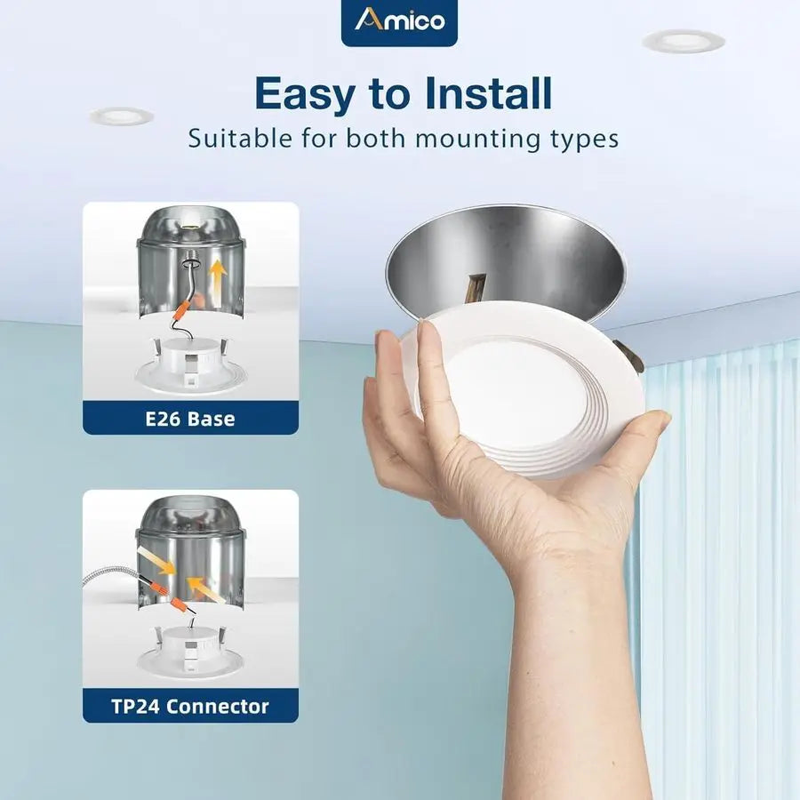 4-Inch LED Recessed Lighting 6-Pack - 5-CCT Selectable Dimmable Can Lights