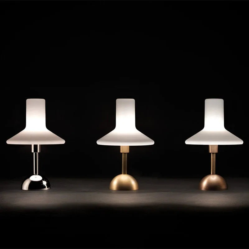Modern Glass Hat Table Lamp Bedroom Bedside Living Room Study Office Hotel Designer Creativity Touch Charging Night Desk Lights