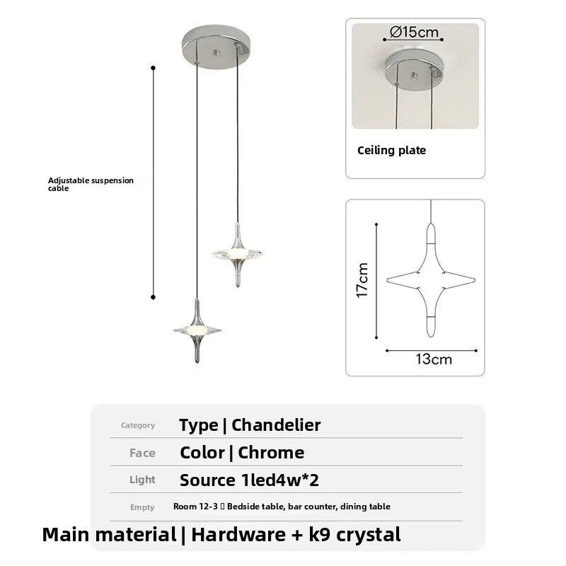 Crystal UFO Chandelier Pendant Lamp Bedside Pendant Light Entryway Hallway Background Wall Ambient Light Entrance Decoration