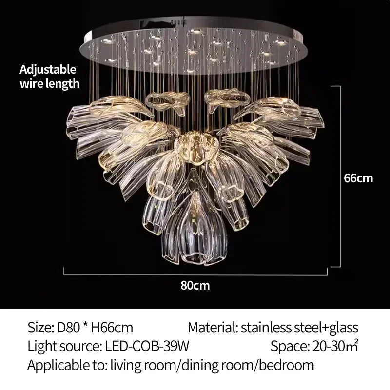 Italian Creative Petal Glass Pendant Lamp Modern Chandelier For Living Room BedroomKitchen Luxury Home Decor Lustre Hanging Lamp