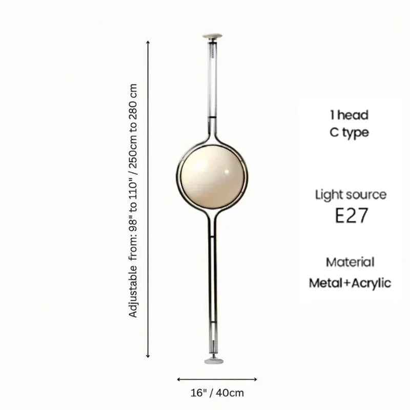 2026 Modern Creative Chrome Floor Lamp - White Acrylic Ball LED Standing Light