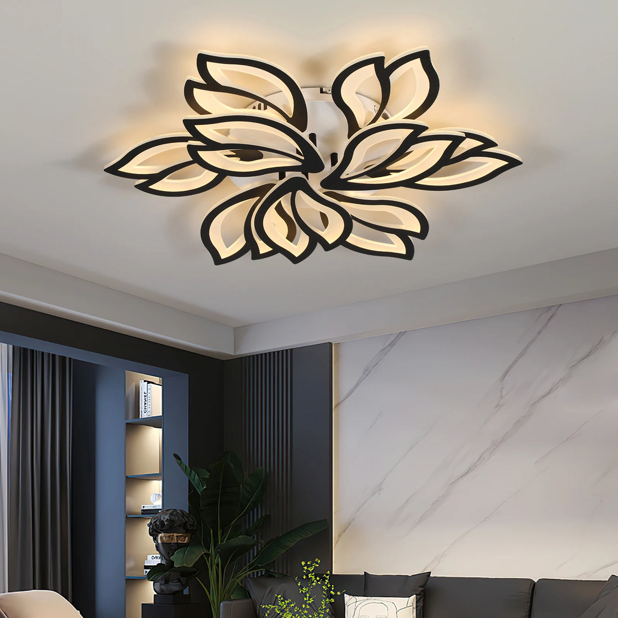 Modern Minimalist LED Chandelier - Black & White Home Indoor Lighting Decor