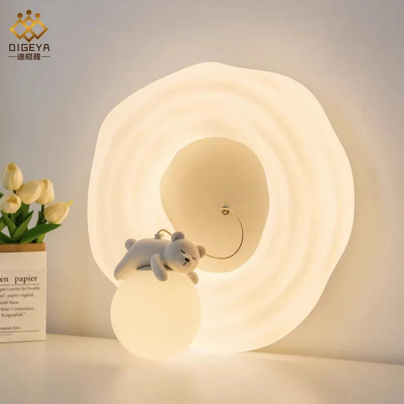 White Bear Cloud Ceiling Lights Children's Room Light Modern Cream Style Warm Boy Girl Bedroom Baby Room Ceiling Lamps