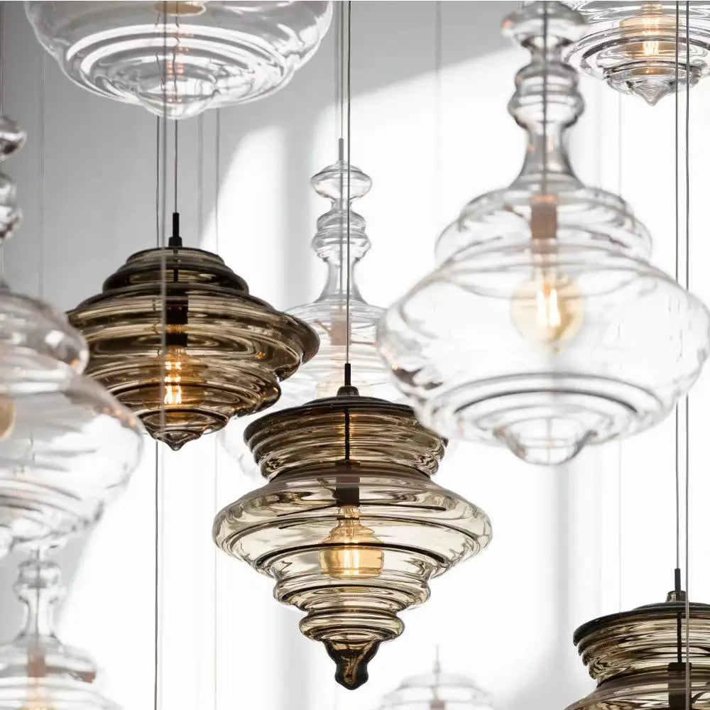Italian Designer Industrial Water Grain Galss Glass Lamp Dining Room Hanging Lights Staircase Kitchen Island Lighting