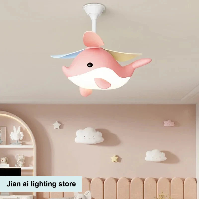 Children's Room Ceiling Led Light Creative Cartoon Airplane Chandelier Personality Boys and Girls Bedroom Lamp Fan Light Fixture