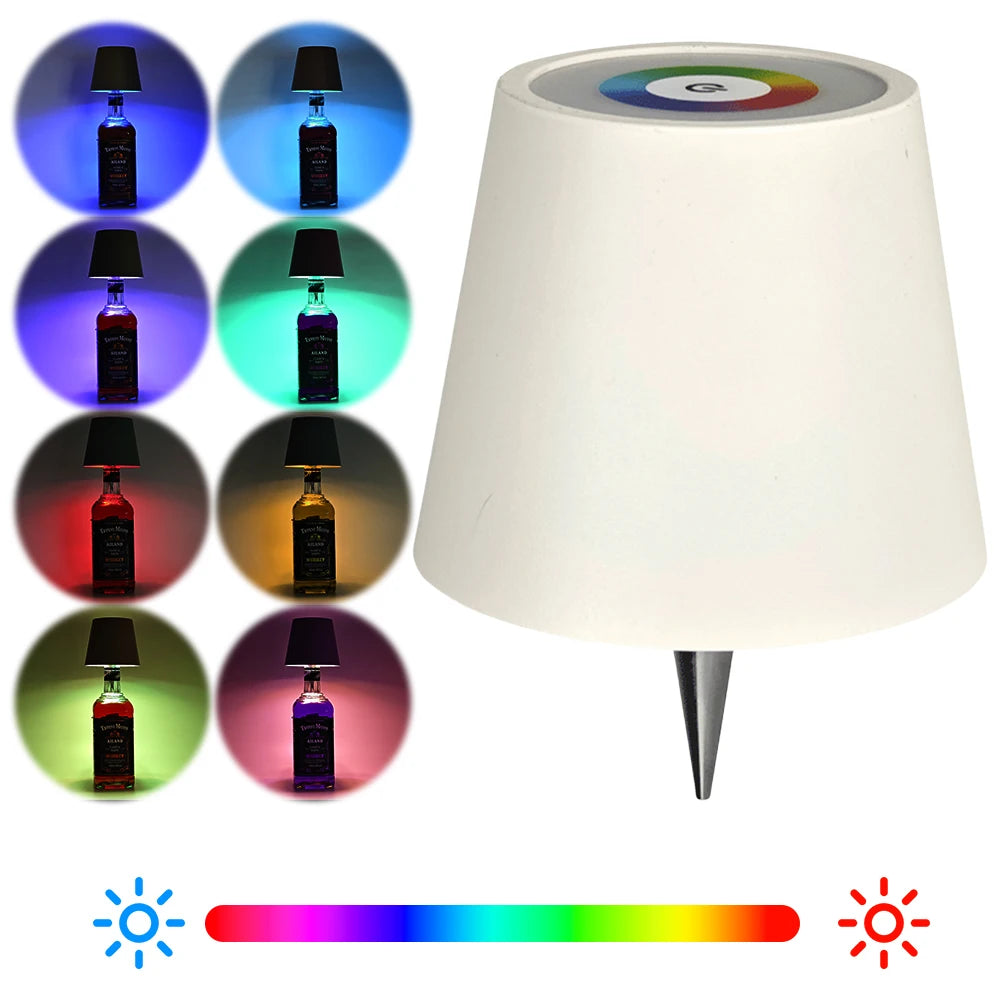 Wine Bottle LED Wireless Table Lamp 2000mAh 3 Colors Dimmable USB Rechargeable Dining Table Lights Beverage Lamp Top touch
