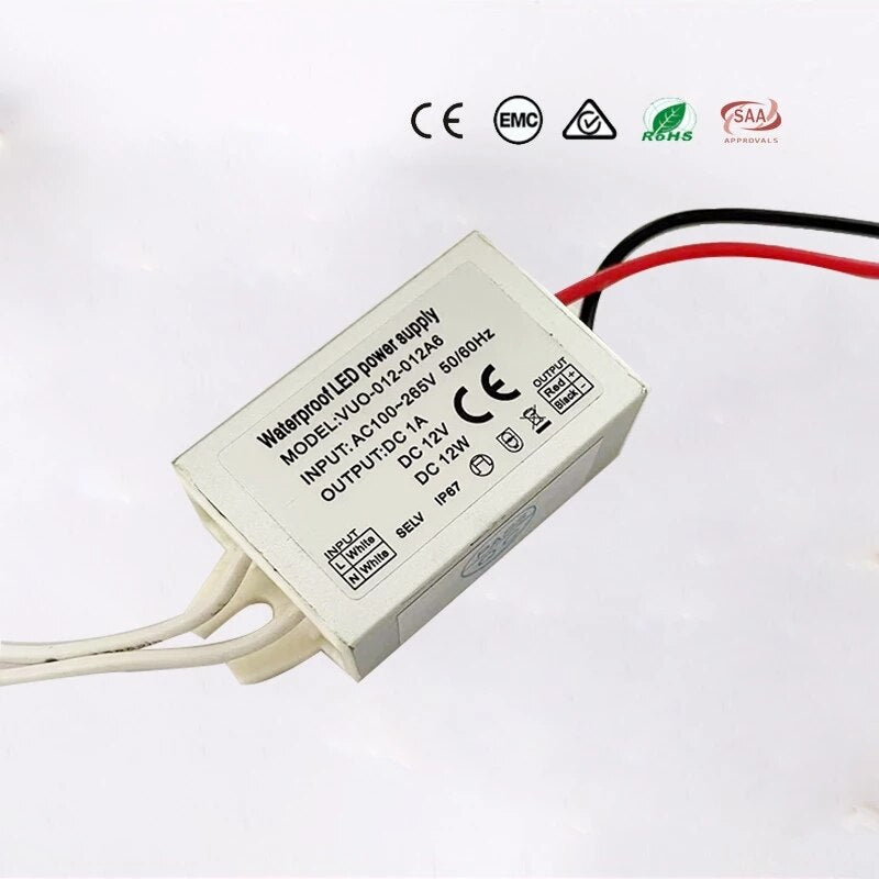 Waterproof IP67 LED Spot Transformer Power Supply: 12W, 20W, 60W, 100W - 220V to 12V Driver