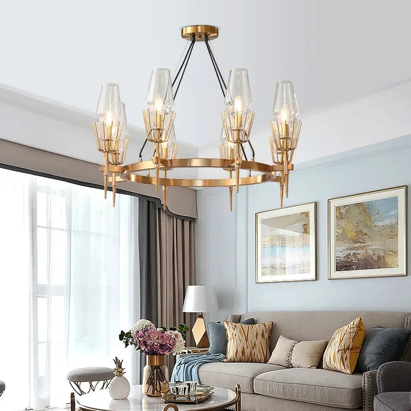 Post Modern Luxury Led Gold Lustre Glass Chandelier Room Decor Pendant Lamp Living Dining Bedroom villa Indoor Lighting Fixtures