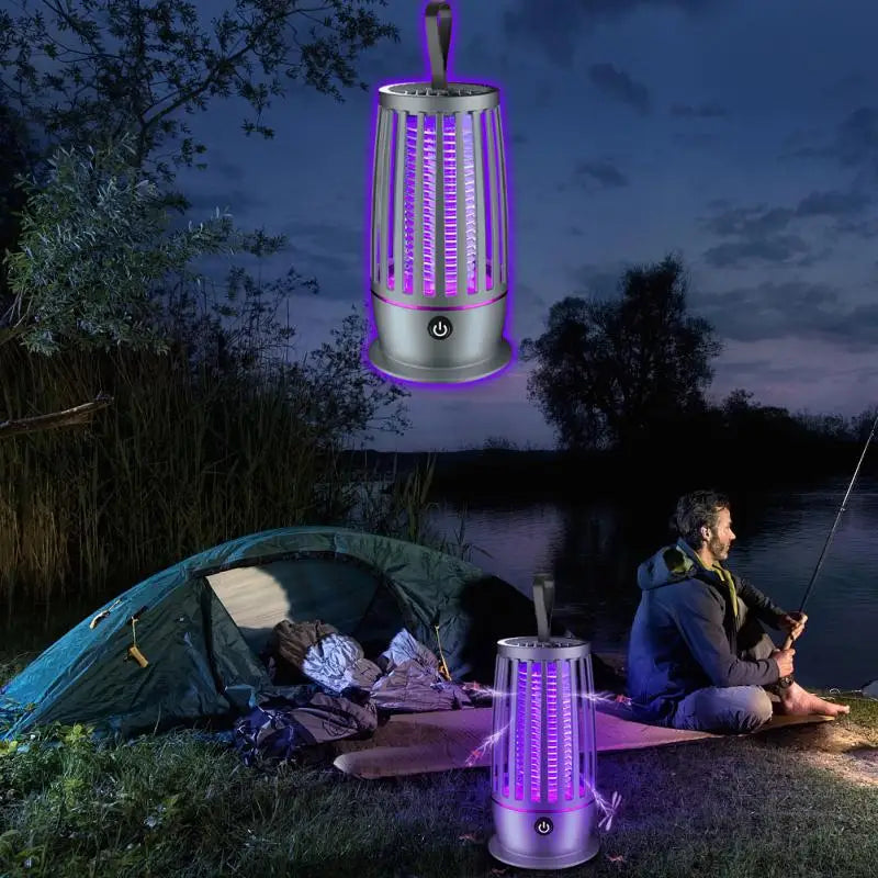 USB Rechargeable Electric Mosquito Swatter Two-in-one Light-controlled Electric Mosquito Swatter Shelters Tent Camping Tools