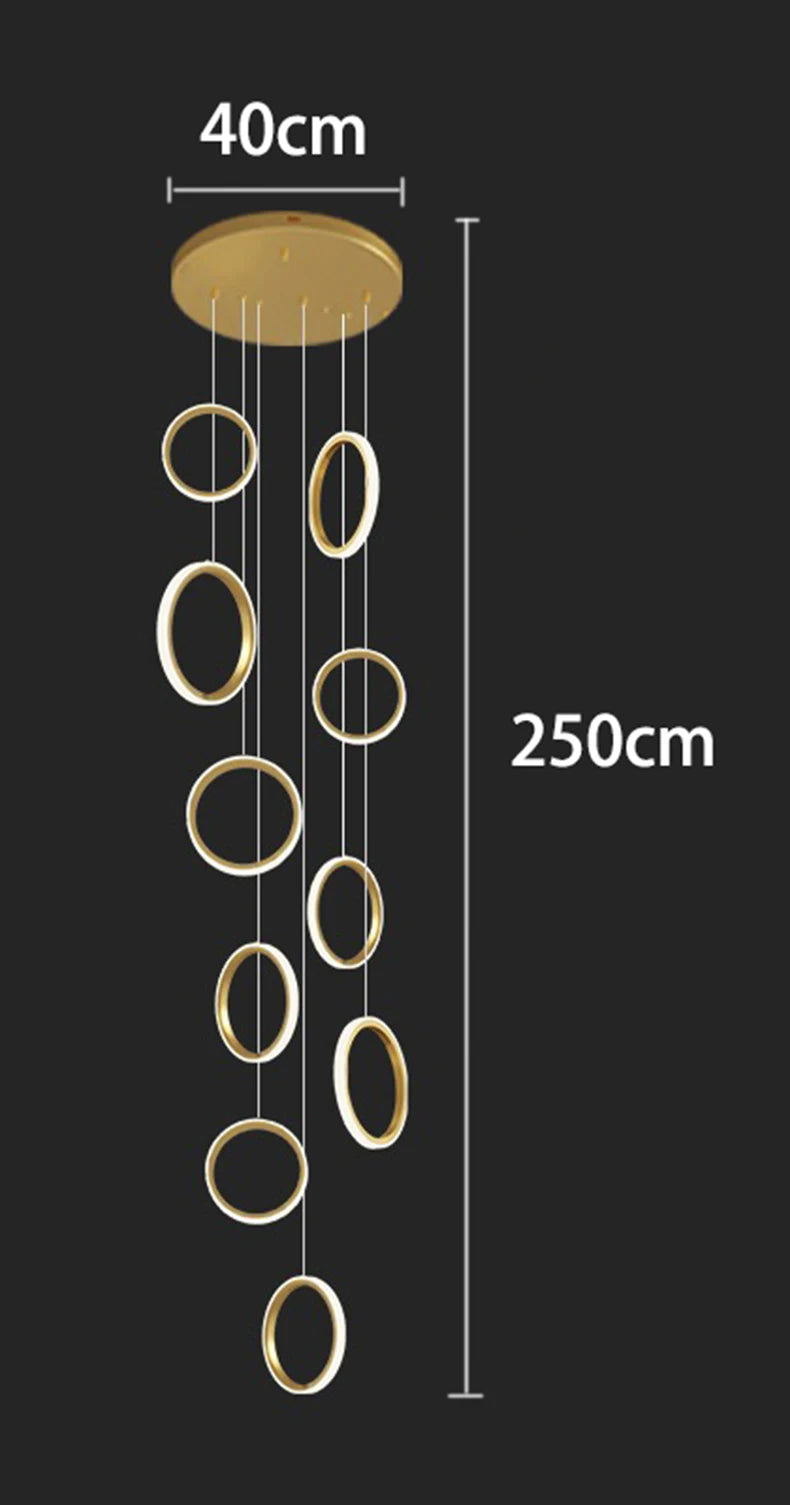 Modern Long Spiral Chandelier - Grand Staircase Pendant Lamp for High Ceilings